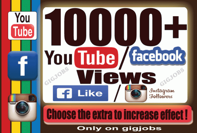 Send 10000+ High Retention YouTube/Facebook/Instagram Video Views or Likes OR 2000 Instagram Followers > > > Instant Start and Complete