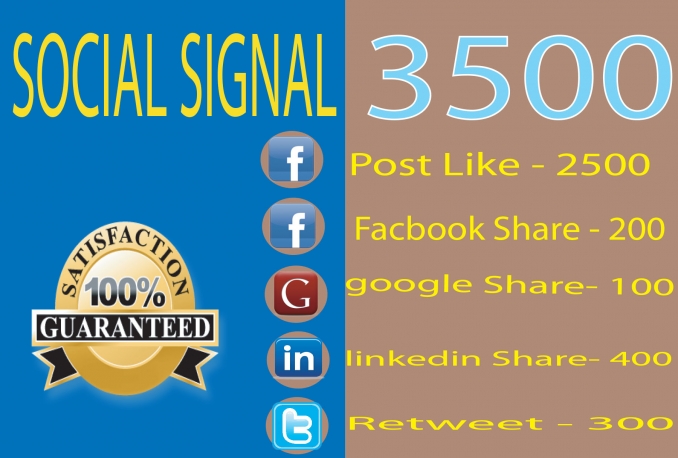 Top Quality  3500 Social Signals