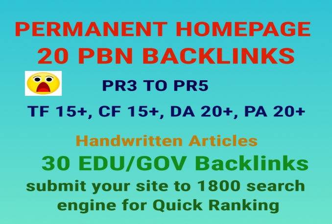 Create 20 Homepage Pbn And 30 Edu And Gov Backlinks